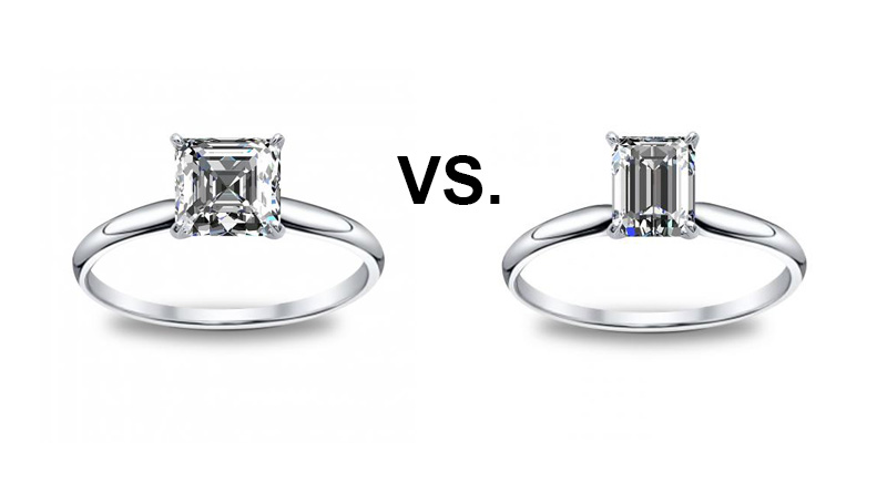 Asscher Cut Vs. Emerald Cut Diamond Engagement Rings